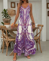 Aruba™ Maxi-Kleid mit ornamentalem Print und feinen Trägern in Lila