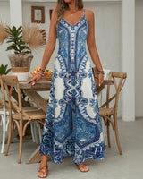 Aruba™ Maxi-Kleid mit ornamentalem Print und feinen Trägern in Blau