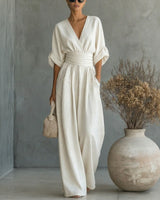 Granada™-Jumpsuit mit Taillengürtel und modernem Design in Weiß