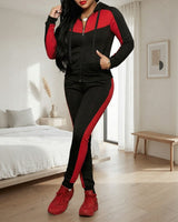 Prisma™-Set mit Sportjacke und formendem Look in Schwarz mit Roten details