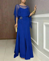 Hermine™ Jumpsuit-Set mit transparenter Überlage in Blau