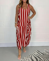 Atlantik™ Gestreiftes Kleid mit Taschen und Modernem Schnitt in Rot