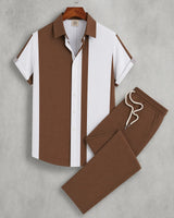 Dionysos™ Set mit asymmetrischen Streifen und Hose mit elastischem Bund in Braun