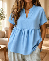 Laura™ Bluse mit Kragen und weichem Griff in Blau