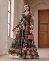 Orphélia™-Kleid mit Luxuriösem Kunstdruck und Fließenden Lagen in Mehrfarbig Floral