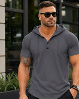 Austin™ T-Shirt mit Kapuze und Knopfleiste in Grau