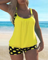 Lurielle™-Tankini-Set mit Lockerem Tanktop und Gemusterten Shorts in Gelb