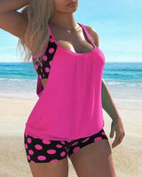 Lurielle™-Tankini-Set mit Lockerem Tanktop und Gemusterten Shorts in Pink