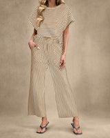 Oasis™ Gestreiftes Set mit Kordelzugbund in Beige