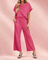 Oasis™ Gestreiftes Set mit Kordelzugbund in Rosa
