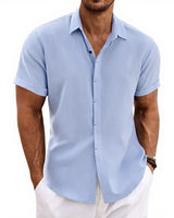 Arvian™-Hemd aus Baumwoll-Leinen im Lässig-Eleganten Stil in Blau