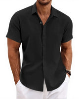 Arvian™-Hemd aus Baumwoll-Leinen im Lässig-Eleganten Stil in Schwarz