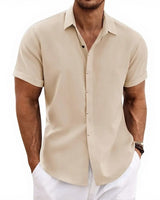 Arvian™-Hemd aus Baumwoll-Leinen im Lässig-Eleganten Stil in Khaki