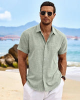 Arvian™-Hemd aus Baumwoll-Leinen im Lässig-Eleganten Stil in Hellgrün