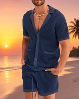 Cancún™ Set aus Lochstrick und lässigem Design in Dunkelblau