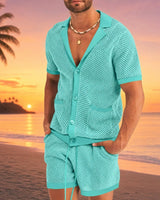 Cancún™ Set aus Lochstrick und lässigem Design in Hellblau