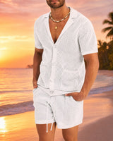 Cancún™ Set aus Lochstrick und lässigem Design in Weiß
