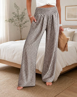 Sommer™ Hose aus Baumwoll-Leinen mit Karomuster in Braun