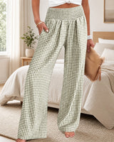 Sommer™ Hose aus Baumwoll-Leinen mit Karomuster in Olivgrün