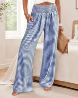 Sommer™ Hose aus Baumwoll-Leinen mit Karomuster in Blau