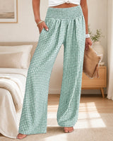 Sommer™ Hose aus Baumwoll-Leinen mit Karomuster in Hellgrün