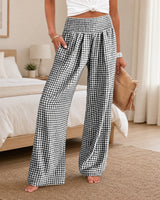 Sommer™ Hose aus Baumwoll-Leinen mit Karomuster in Schwarz
