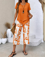 Nativ™ Set mit Lagenbluse und gemusterter Capri Hose in Orange