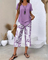 Nativ™ Set mit Lagenbluse und gemusterter Capri Hose in Hellviolett