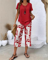Nativ™ Set mit Lagenbluse und gemusterter Capri Hose in Rot