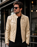 Yakuza™ Jacke aus Premium Leder mit Minimalistischem, Zeitlosem Design in Gold