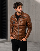 Vorreiter™ Premium Lederjacke mit Stehkragen in Braun