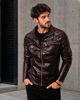 Vorreiter™ Premium Lederjacke mit Stehkragen in Bordeauxrot