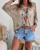 CityBreeze™ Top aus Ajourstrick mit lockerem Schnitt in Beige