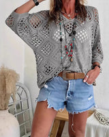 CityBreeze™ Top aus Ajourstrick mit lockerem Schnitt in Grau