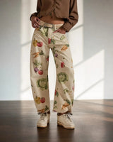 Alvida™ Hose mit Blumenmuster und weitem Fall in Beige