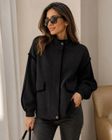 Vivienne™ Mantel aus Strukturiertem Strick mit Eleganten Konturen in Schwarz