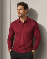 Salvatore™ Langarm-Poloshirt aus Premium-Atmungsaktivem Strick in Rot
