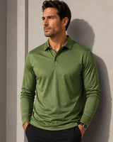 Salvatore™ Langarm-Poloshirt aus Premium-Atmungsaktivem Strick in Grün