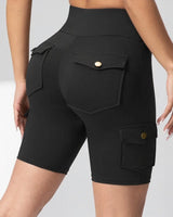 Auren Fit™ Cargo-Shorts Mit Push-Up-Effekt in Schwarz