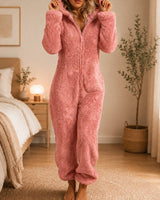 Mila™ Overall aus Kuschelplüsch mit Kapuze in Rosa