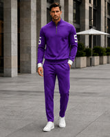 Alexander™ Set mit Stehkragen-Shirt mit Reißverschluss und Minimalistischer Hose in Lila