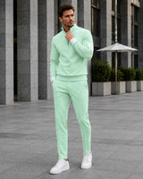 Alexander™ Set mit Stehkragen-Shirt mit Reißverschluss und Minimalistischer Hose in Hellgrün