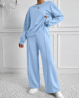 Estelle™ Premium-Sweatshirt-Set mit Palazzo-Hose in Hellblau