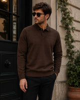 Lyon™ Premium-Strickpullover mit Integriertem Polokragen in Braun