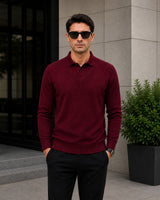 Lyon™ Premium-Strickpullover mit Integriertem Polokragen in Rot