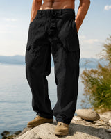 Nomade™ Cargo-Hose aus Baumwoll-Leinen in Schwarz