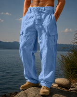 Nomade™ Cargo-Hose aus Baumwoll-Leinen in Blau