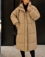 Chamonix™ Langer Steppmantel mit Kapuze und Hohem Kragen in Beige