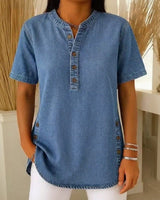 Jeansbluse Calenny™ Mit Gewaschener Optik und Lockerer Passform in Blau