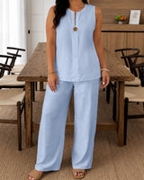 Viola™ Set aus Baumwoll-Leinen mit Minimalistischem Design in Hellblau